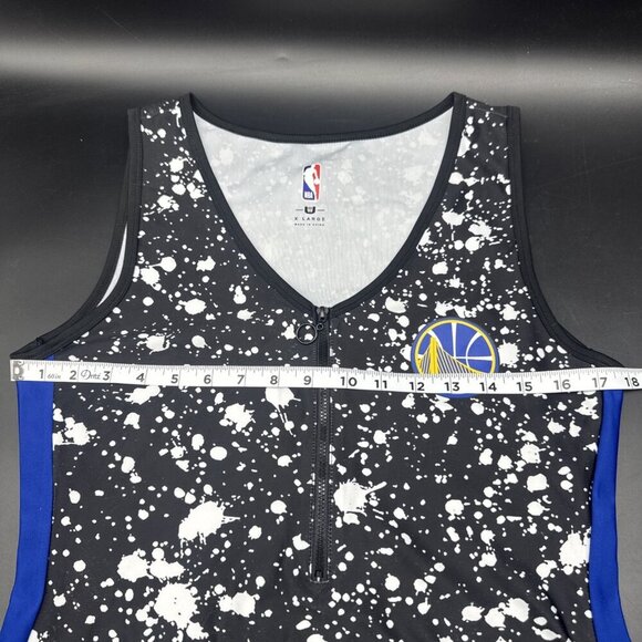 NBA Golden State Warriors Women’s Black Splatter Front Zip Bodysuit- XL Fan Gear - Picture 7 of 9